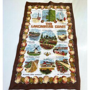 Vintage Lancashire Coast tea towel, Vista 100% cotton, Lancashire landmarks
